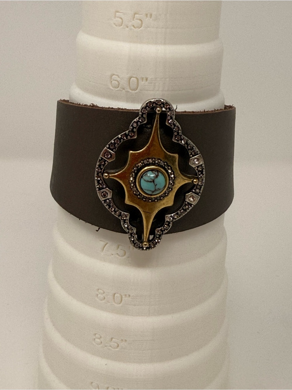 VINTAGE LUCKY BRAND Boho Leather Cuff Bracelet with Turquoise Accent